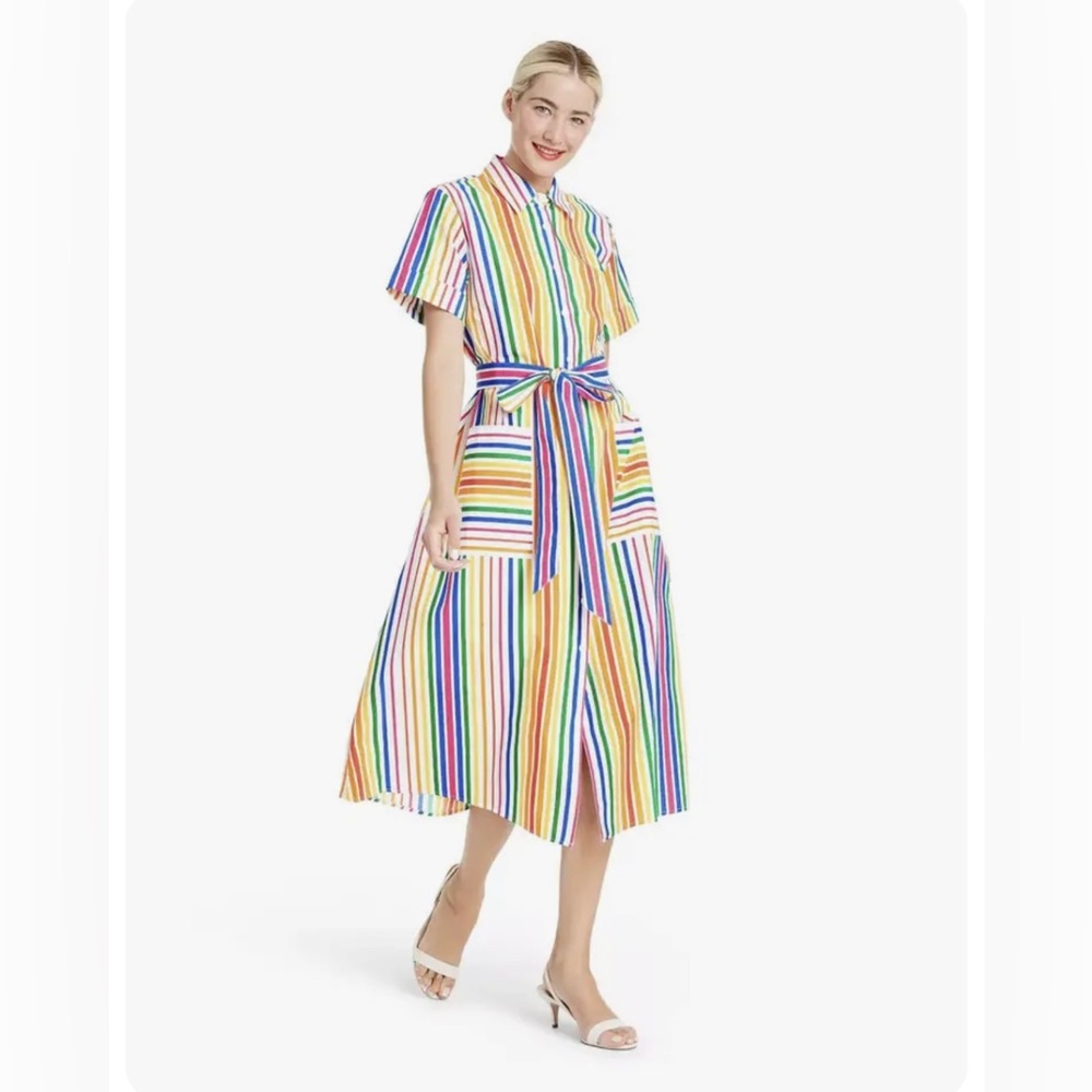 Christopher John Rogers Rainbow Button Up Dress Sz 12 NWOT